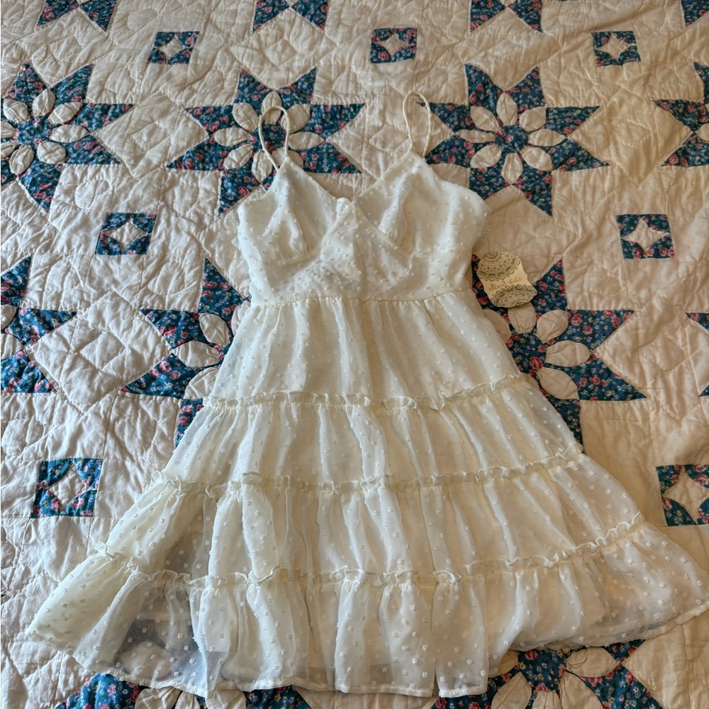 Altar'd State White Tiered Mini Dress
